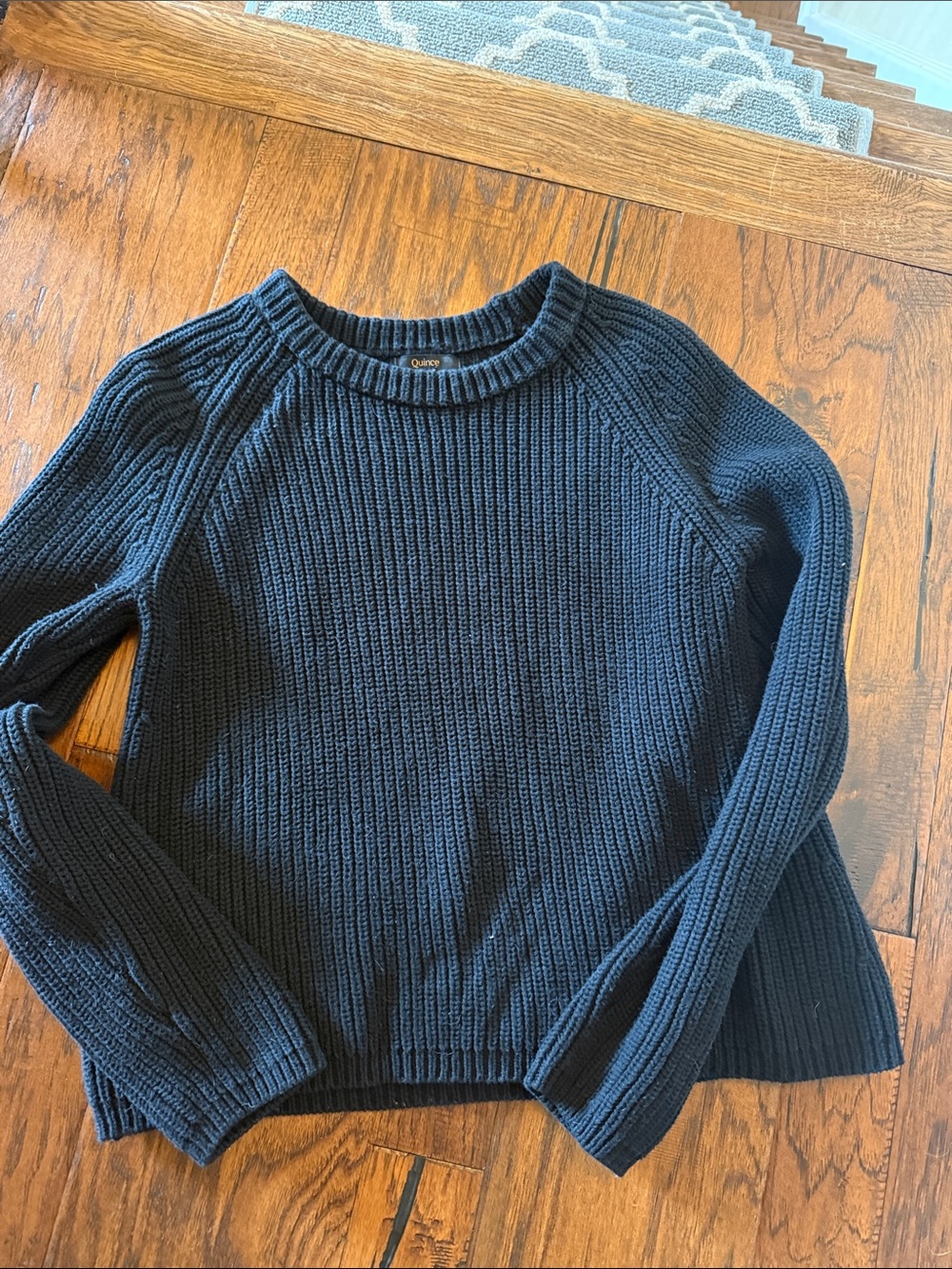 Quince Black Fisherman Crewneck Sweater